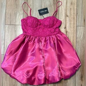 Hello Molly Fuchsia Lace and Satin Dress